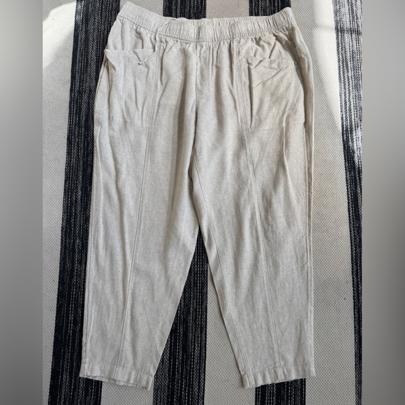 Old Navy Pants‎ Womens Ivory High- Rise Straight Leg Taper Linen Pants Size 2X - Picture 13 of 13
